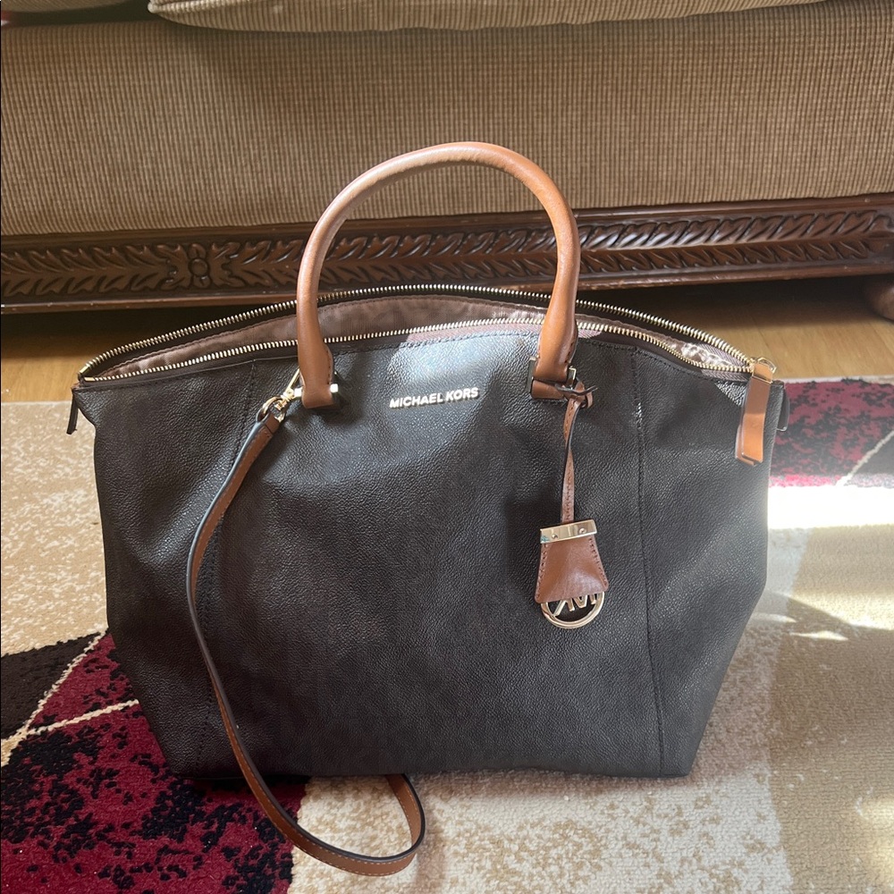 Michael Kors Black Tote with Tan Handles